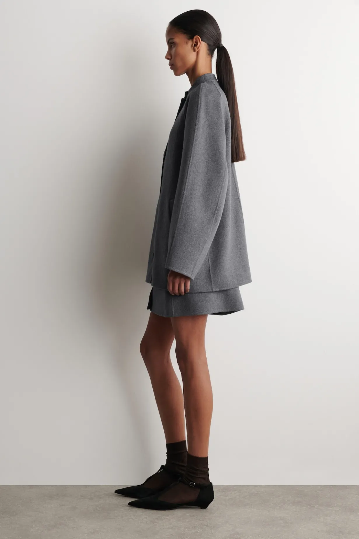 ABGERUNDETE JACKE AUS DOUBLEFACE-WOLLE