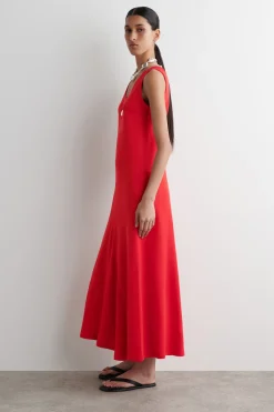 ASYMMETRISCHES MIDIKLEID AUS JERSEY