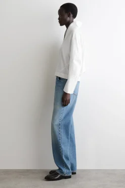 BAUMWOLLBLUSE MIT DRAPIERTEM KRAGEN