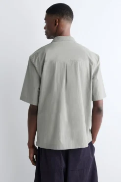 BAUMWOLLBLUSE MIT REVERS-KRAGEN