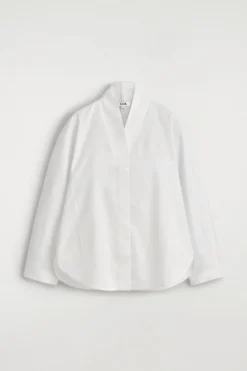 BAUMWOLLBLUSE MIT SCHALKRAGEN
