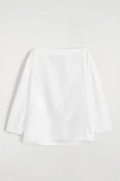 BAUMWOLLBLUSE MIT U-BOOT-AUSSCHNITT