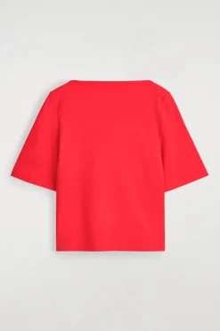 BAUMWOLL-T-SHIRT MIT U-BOOT-AUSSCHNITT