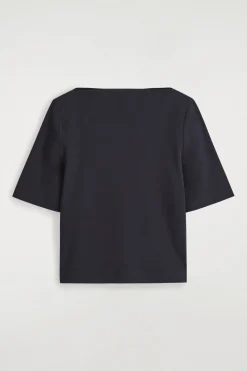 BAUMWOLL-T-SHIRT MIT U-BOOT-AUSSCHNITT