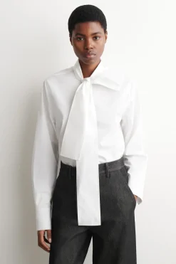 BLUSE AUS BAUMWOLLE MIT SCHLEIFENDETAIL