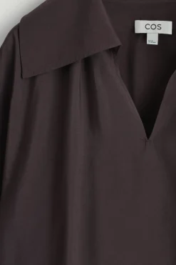 BLUSE AUS MODAL MIT BREITEM KRAGEN