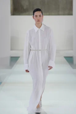 CRINKLED-SILK MIDI SHIRT DRESS