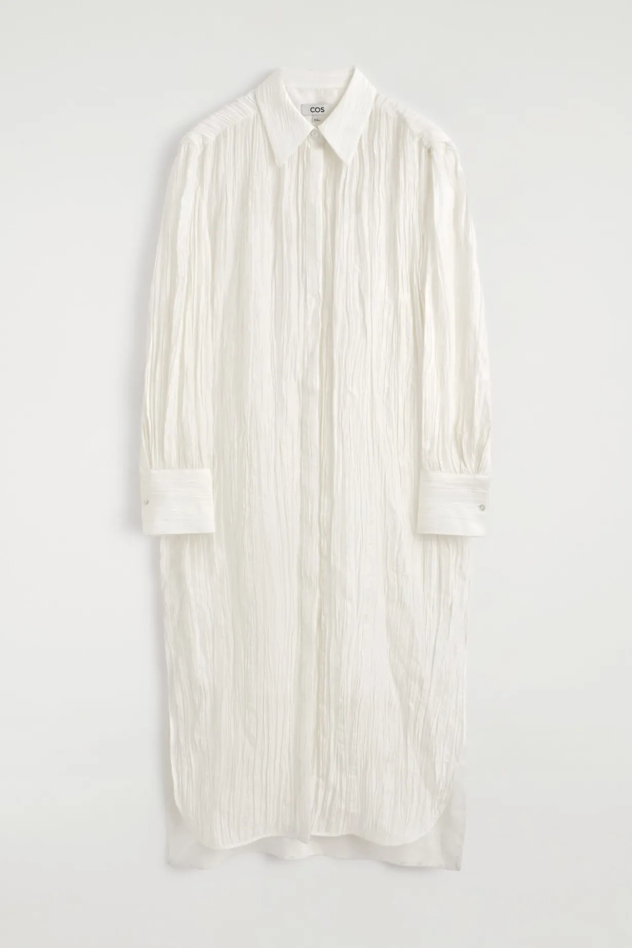 CRINKLED-SILK MIDI SHIRT DRESS