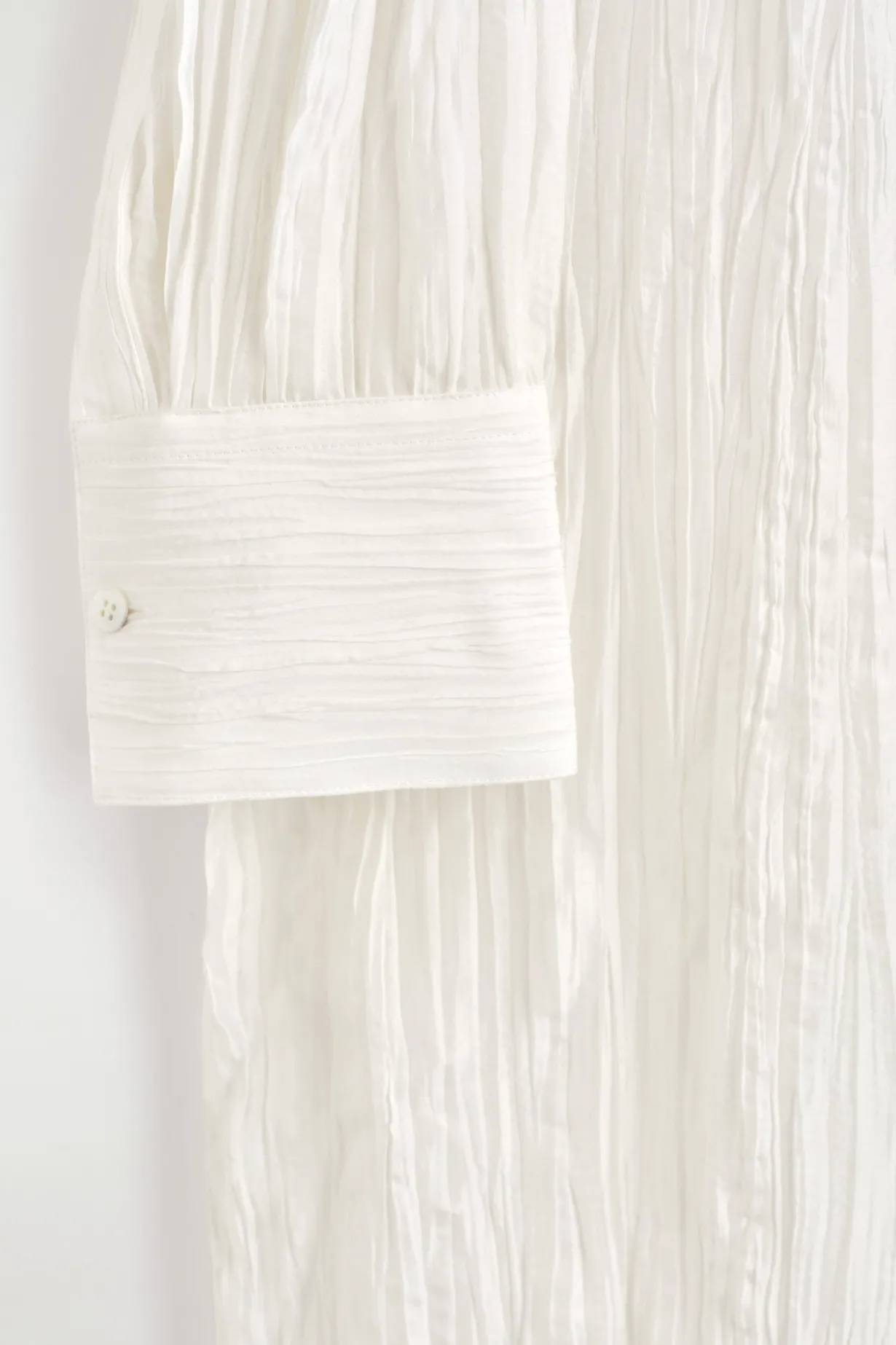 CRINKLED-SILK MIDI SHIRT DRESS