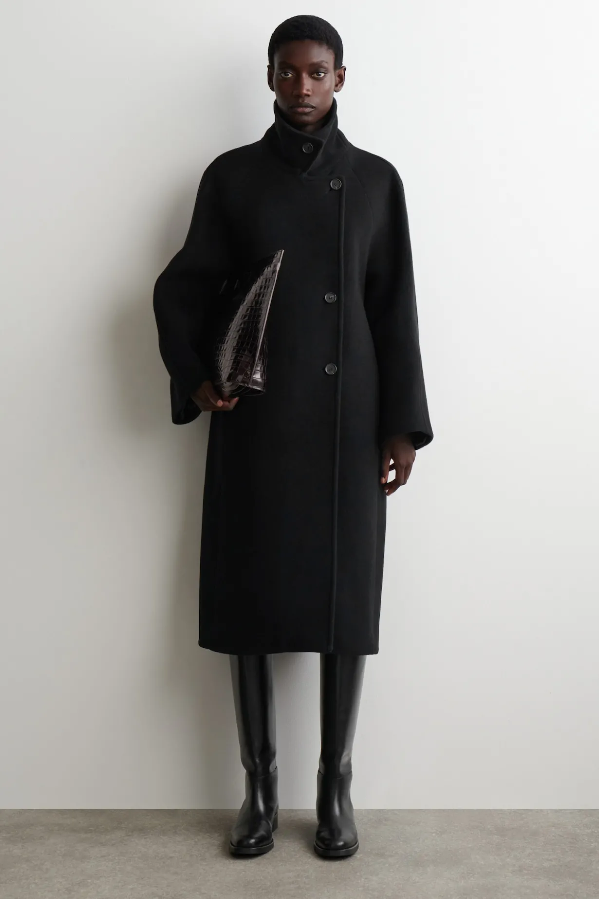 DOPPELREIHIGER LANGER OVERSIZED-MANTEL AUS WOLLE