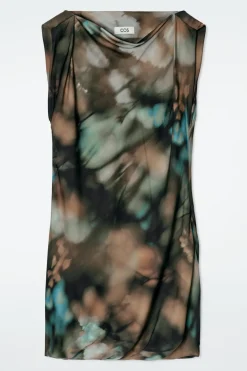 DRAPIERTES SEIDENKLEID MIT PRINT