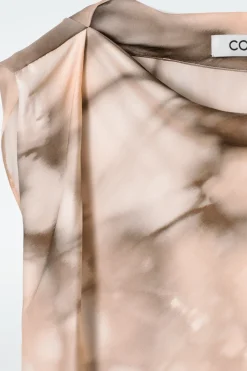 DRAPIERTES SEIDENKLEID MIT PRINT