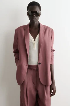 EINREIHIGER BLAZER AUS LEINEN-MIX