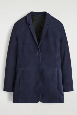 EINREIHIGER BLAZER AUS VELOURSLEDER