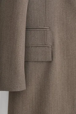 EINREIHIGER LANGER MANTEL AUS WOLL-MIX