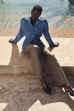 ELEGANTE BOOTCUT-HOSE AUS WOLL-TWILL