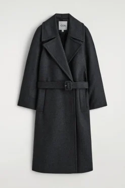 ELEGANTER MANTEL AUS WOLL-TWILL MIT GÜRTEL
