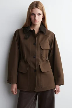 FELDJACKE MIT KRAGEN AUS VELOURSLEDER