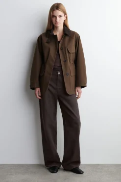 FELDJACKE MIT KRAGEN AUS VELOURSLEDER