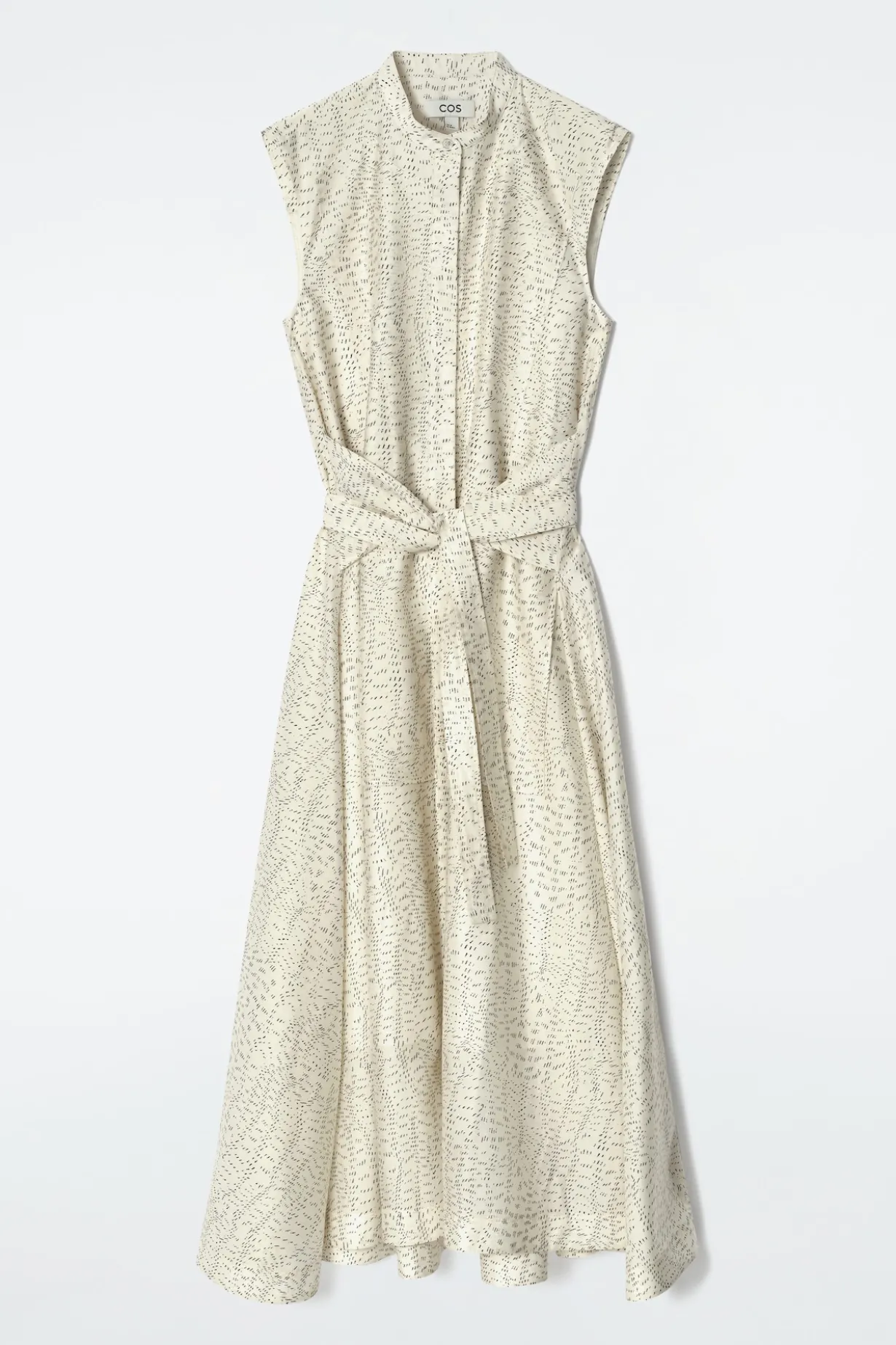FLIESSENDES MIDIKLEID MIT BINDEDETAIL UND PRINT