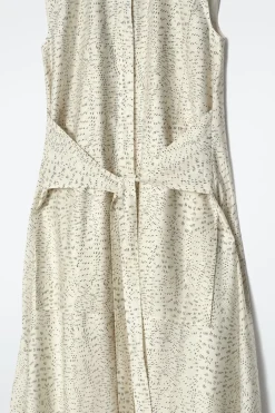 FLIESSENDES MIDIKLEID MIT BINDEDETAIL UND PRINT