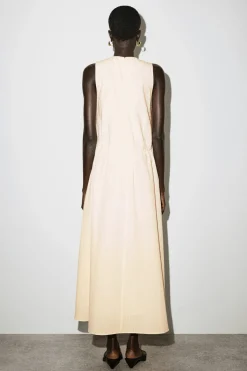 GERAFFTES, GESTUFTES MAXIKLEID AUS BAUMWOLLE