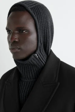 GERIPPTER KAPUZENPULLOVER AUS WOLL-BAUMWOLL-MIX