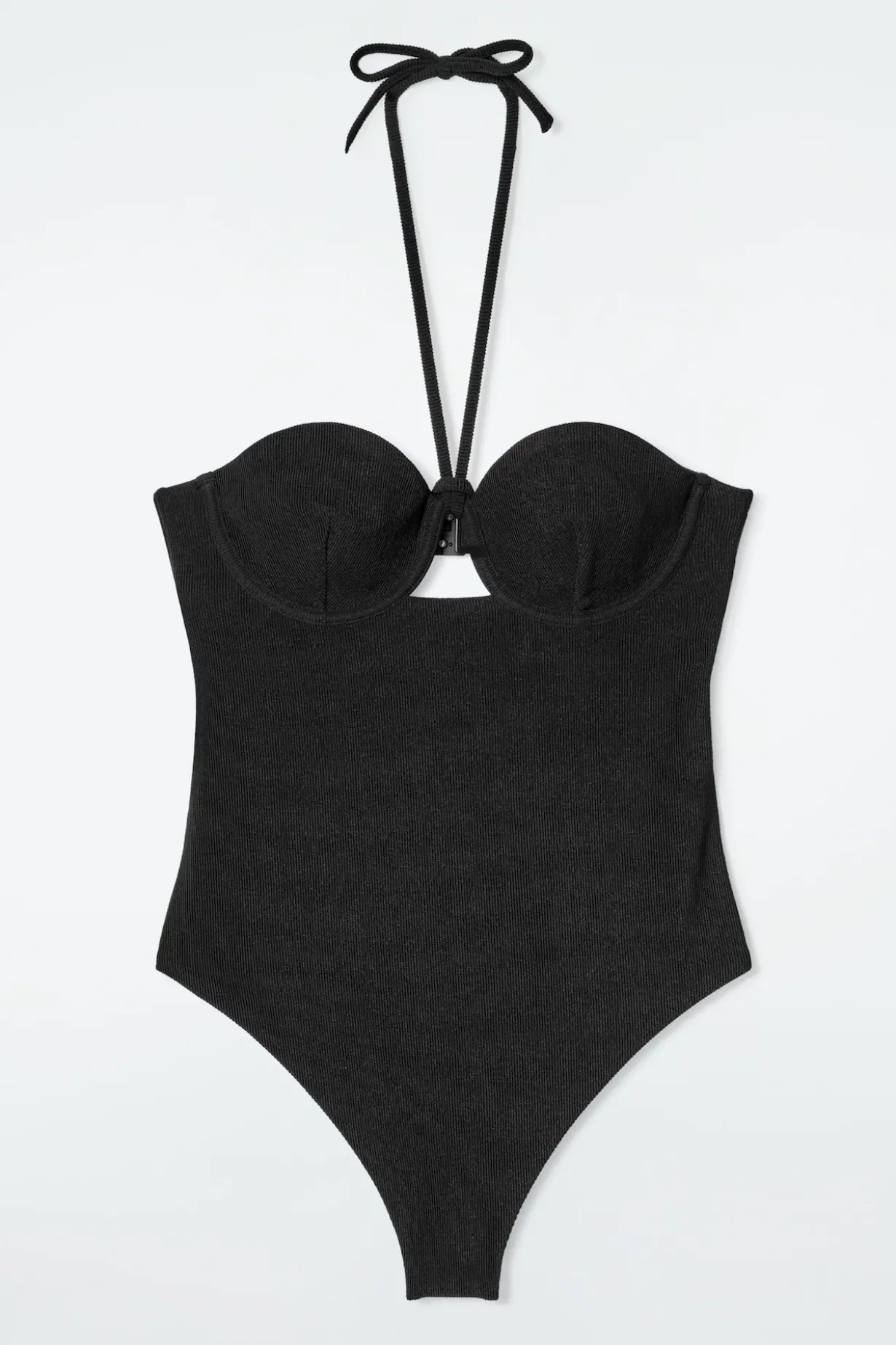 GERIPPTER NECKHOLDER-BADEANZUG MIT BÜGELN