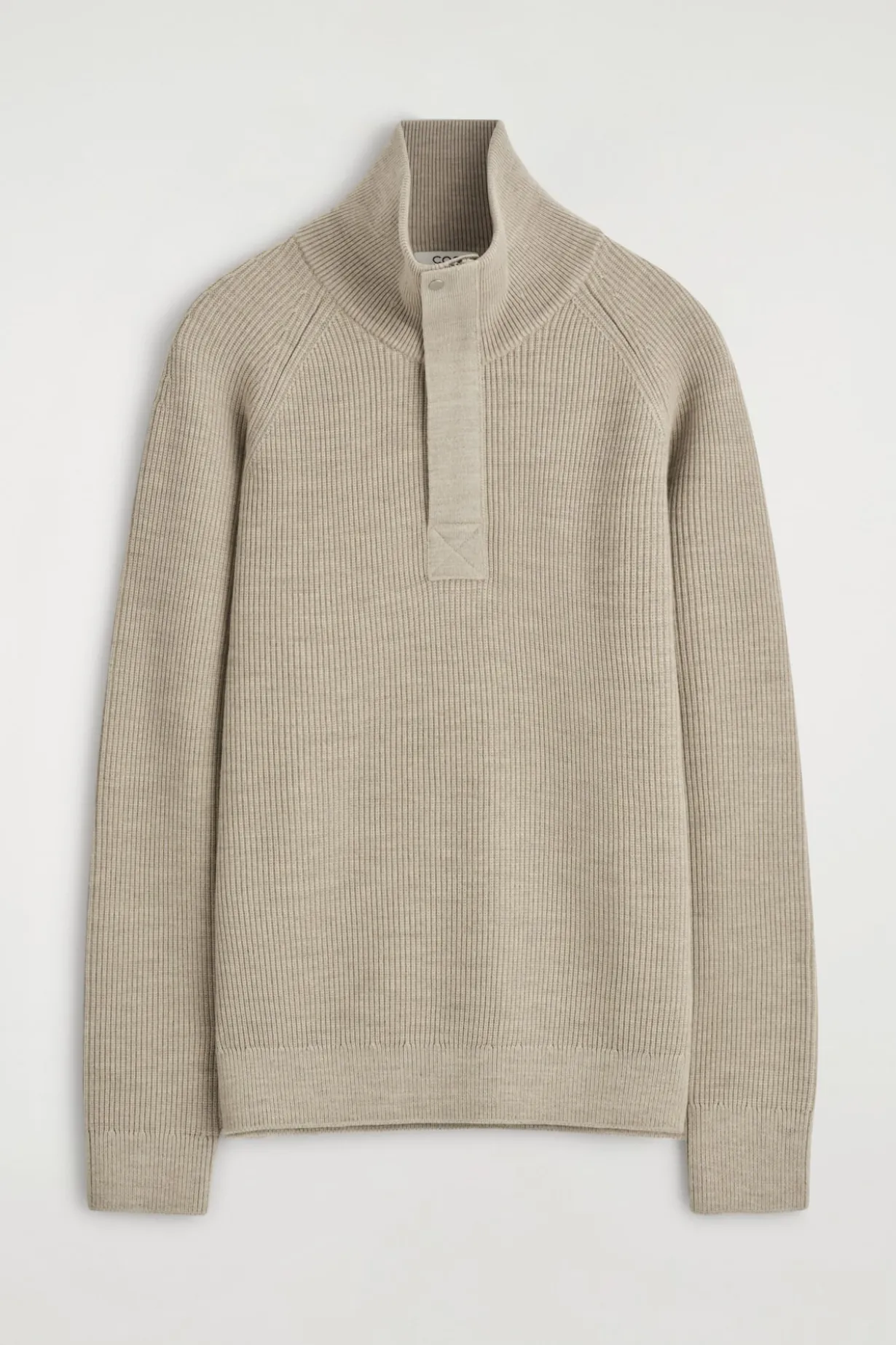 GERIPPTER WOLLPULLOVER MIT KURZEM REISSVERSCHLUSS