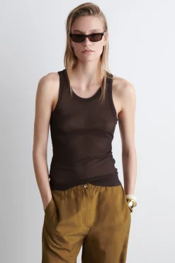 GERIPPTES TANKTOP AUS SEIDE