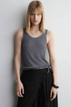 GERIPPTES TANKTOP AUS SEIDE