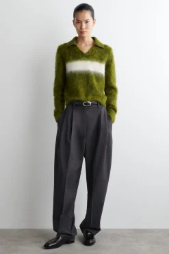 GESTREIFTER POLOPULLOVER AUS MOHAIR-MIX
