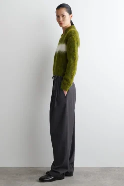 GESTREIFTER POLOPULLOVER AUS MOHAIR-MIX