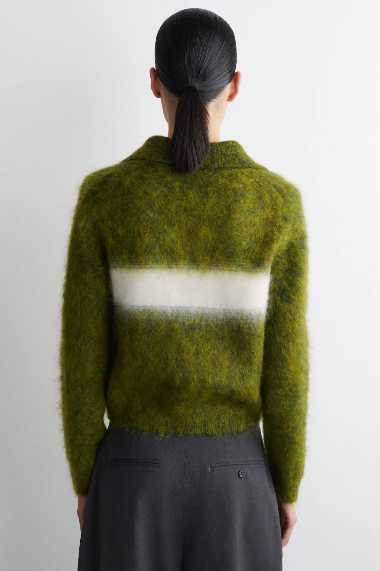 GESTREIFTER POLOPULLOVER AUS MOHAIR-MIX