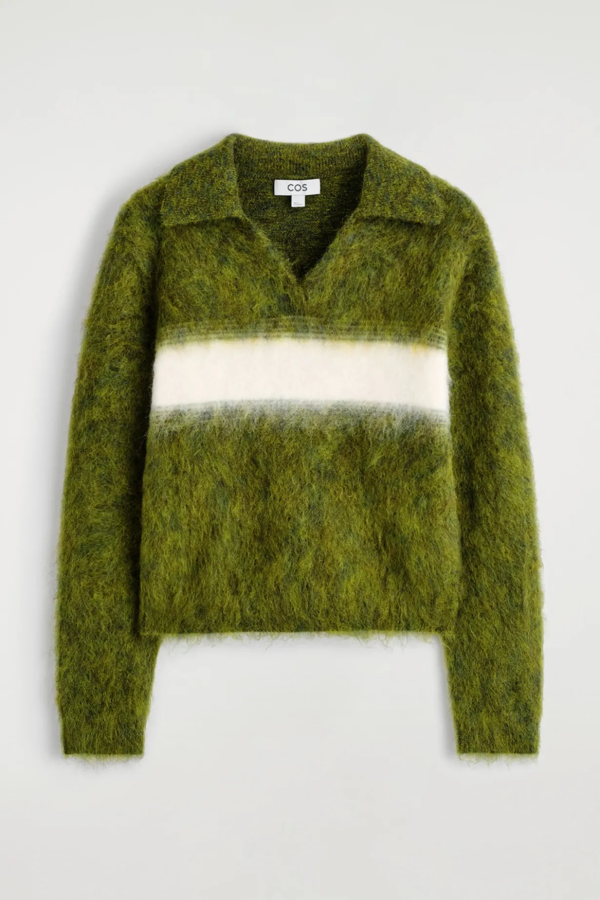 GESTREIFTER POLOPULLOVER AUS MOHAIR-MIX