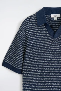 GESTREIFTES POLOSHIRT MIT LOCHSTRICKMUSTER