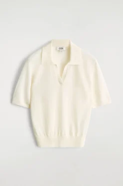 GESTRICKTES POLOSHIRT AUS LEINEN-MERINOWOLL-MIX
