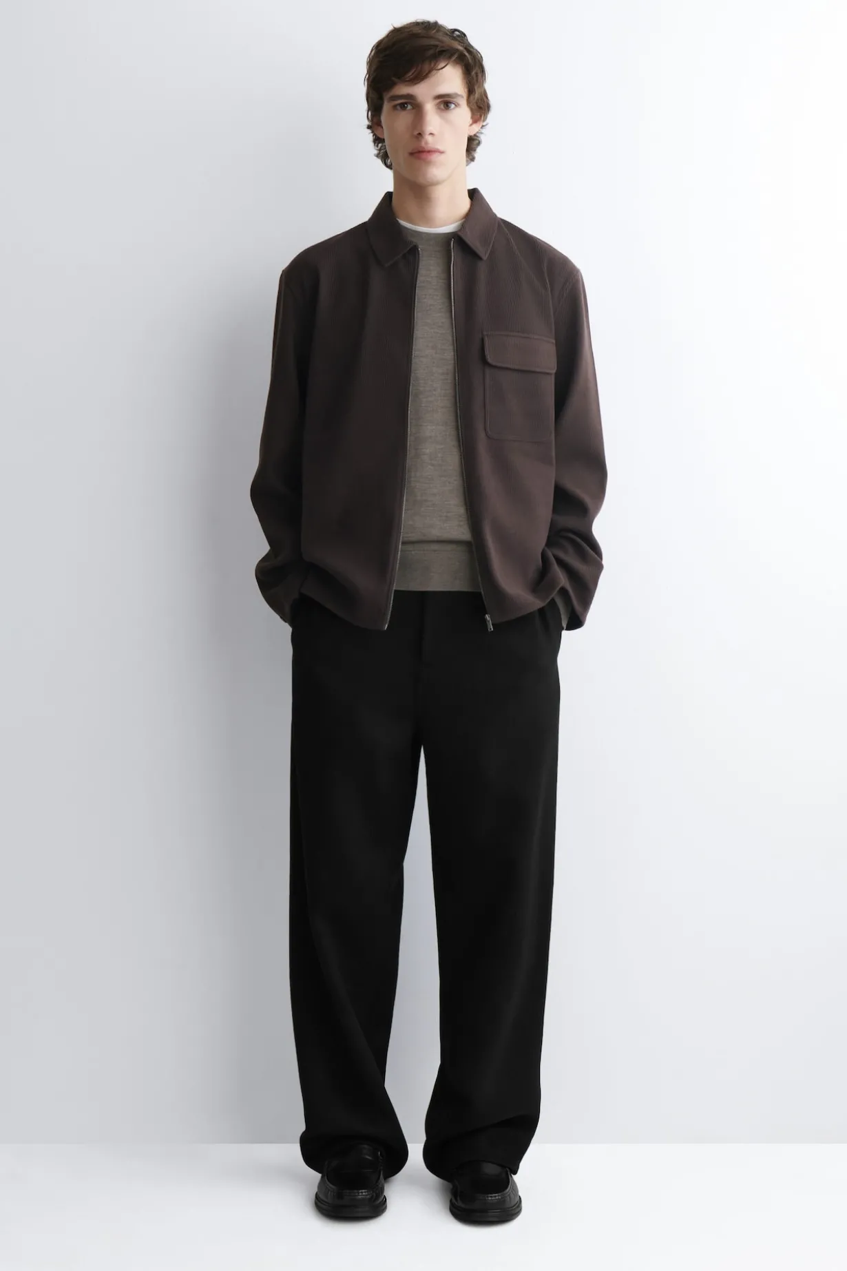 HEMDJACKE AUS CORD-JERSEY MIT REISSVERSCHLUSS