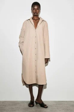 HEMDKLEID AUS BAUMWOLLE IN MIDILÄNGE