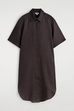 HEMDKLEID AUS LEINEN MIT KURZEN ÄRMELN