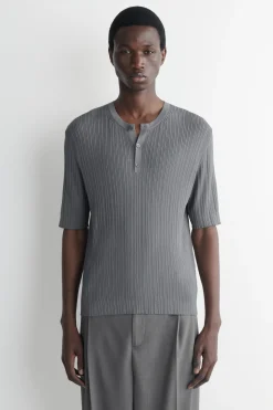 HENLEY-T-SHIRT AUS SEIDEN-BAUMWOLL-MIX