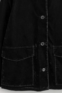JACKE AUS BEFLOCKTEM DENIM