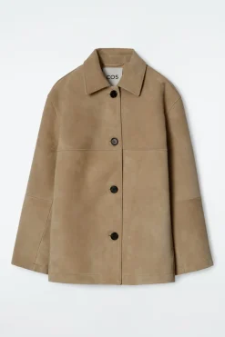 JACKE AUS VELOURSLEDER MIT KRAGEN