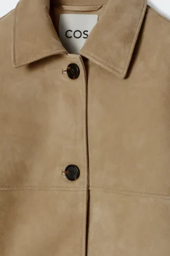 JACKE AUS VELOURSLEDER MIT KRAGEN