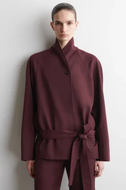 JACKE AUS WOLL-MIX MIT SCHALKRAGEN UND GÜRTEL