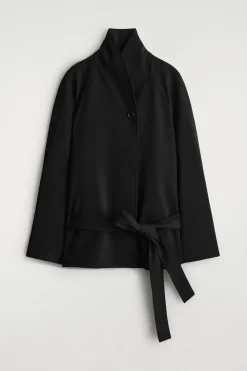 JACKE AUS WOLL-MIX MIT SCHALKRAGEN UND GÜRTEL