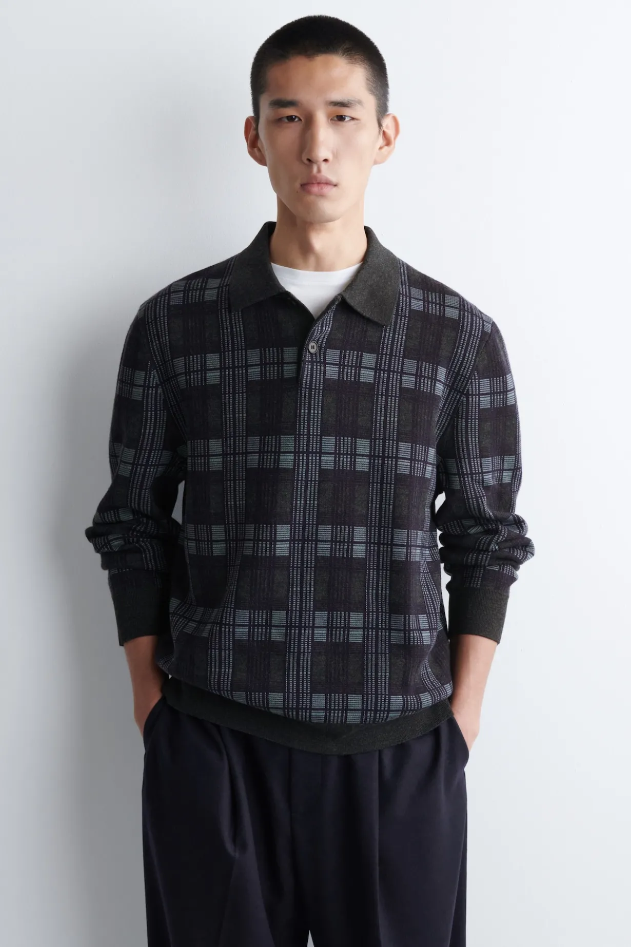 JACQUARD-POLOPULLOVER AUS MERINOWOLLE