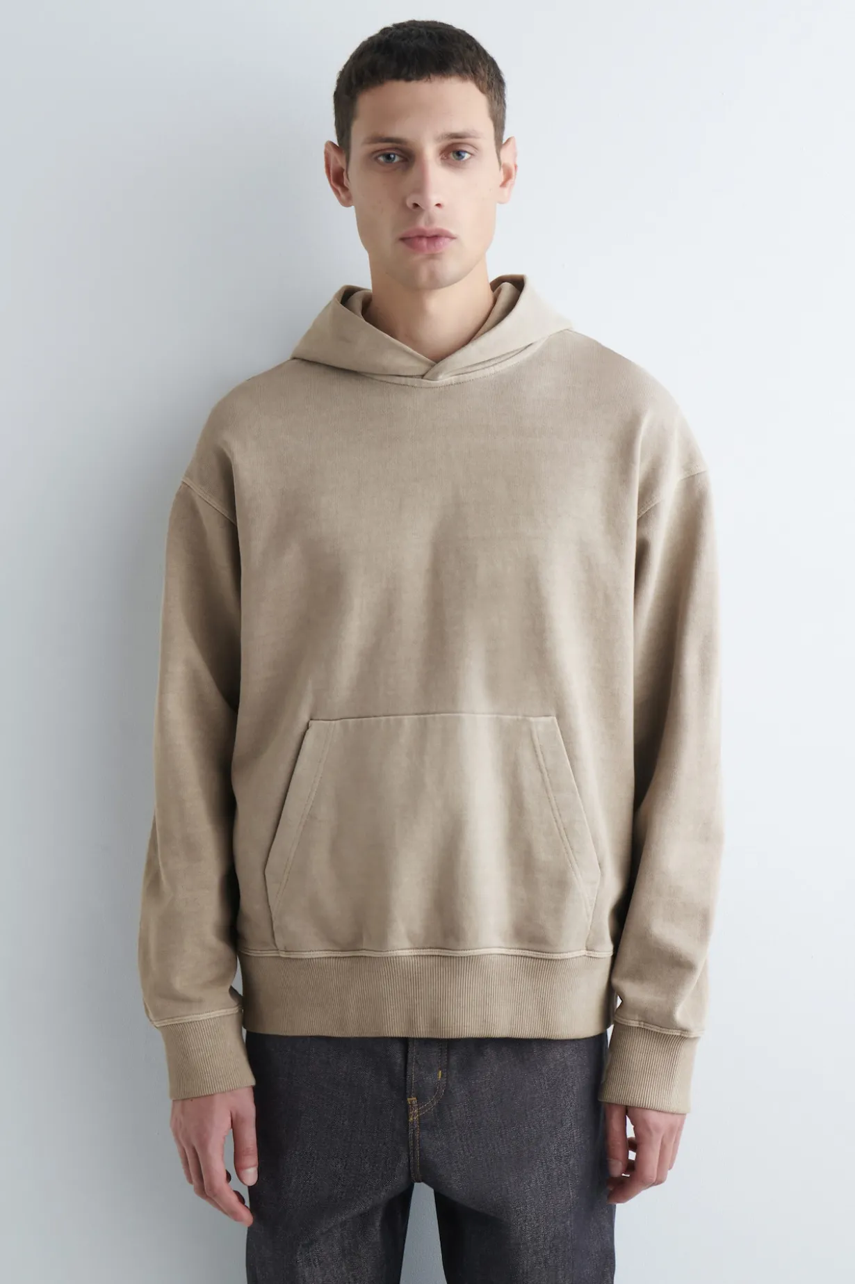 KAPUZENPULLOVER AUS VORGEWASCHENEM BAUMWOLLJERSEY