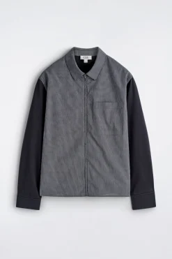 KARIERTE HARRINGTON-JACKE MIT JERSEY-PARTIE