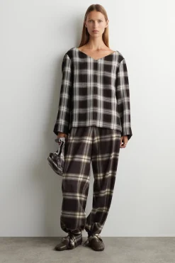 KARIERTE HOSE MIT BARREL-BEIN